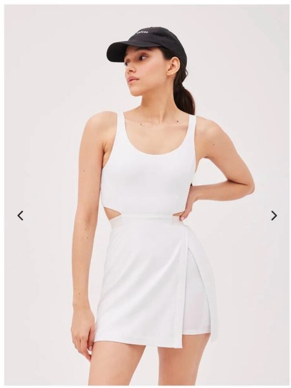 Outdoor Voices Exercise Court Dress with Back Cutout in Brilliant White